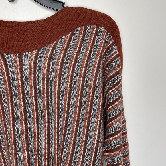 SITA MURT Sweater Womens 38 US 6 Brown Mixed Stripe Pullover Cotton Wool Blend - Picture 4 of 13